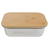 21 oz. Rectangle Glass Container with Bamboo