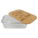 35 oz. Rectangle Glass Container with Bamboo