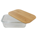 35 oz. Rectangle Glass Container with Bamboo