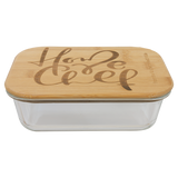 35 oz. Rectangle Glass Container with Bamboo