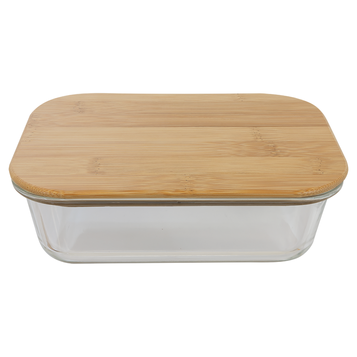 35 oz. Rectangle Glass Container with Bamboo