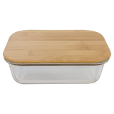 35 oz. Rectangle Glass Container with Bamboo