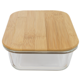 35 oz. Rectangle Glass Container with Bamboo
