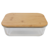 50 oz. Rectangle Glass Container with Bamboo