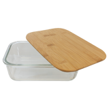 50 oz. Rectangle Glass Container with Bamboo