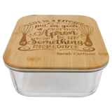 50 oz. Rectangle Glass Container with Bamboo