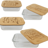 21 oz. Rectangle Glass Container with Bamboo