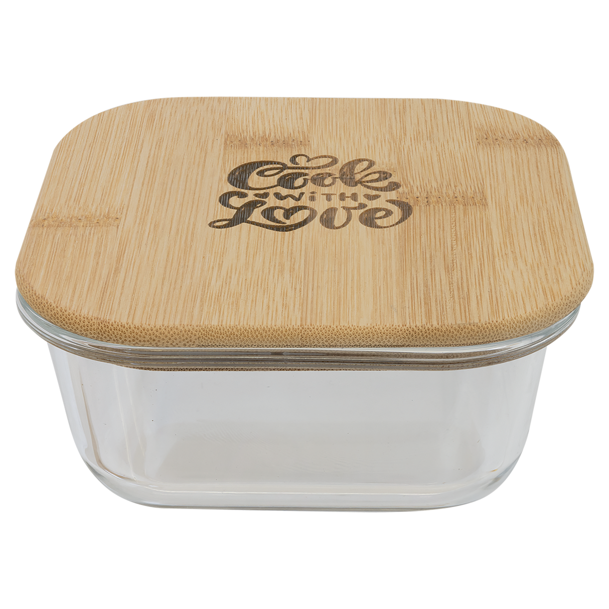 18 oz. Square Glass Container with Bamboo Lid