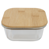 18 oz. Square Glass Container with Bamboo Lid