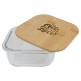18 oz. Square Glass Container with Bamboo Lid