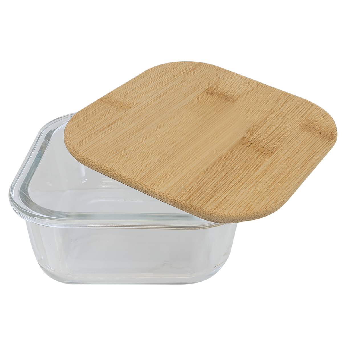 18 oz. Square Glass Container with Bamboo Lid