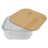 18 oz. Square Glass Container with Bamboo Lid