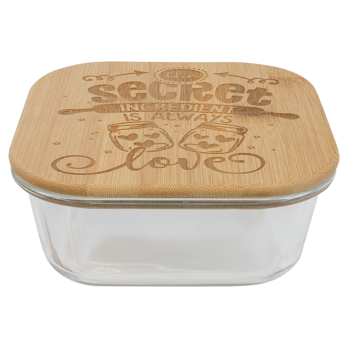 27 oz. Square Glass Container with Bamboo Lid