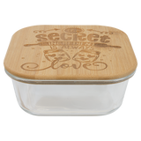 27 oz. Square Glass Container with Bamboo Lid