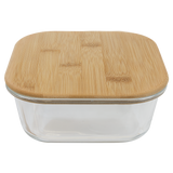 27 oz. Square Glass Container with Bamboo Lid
