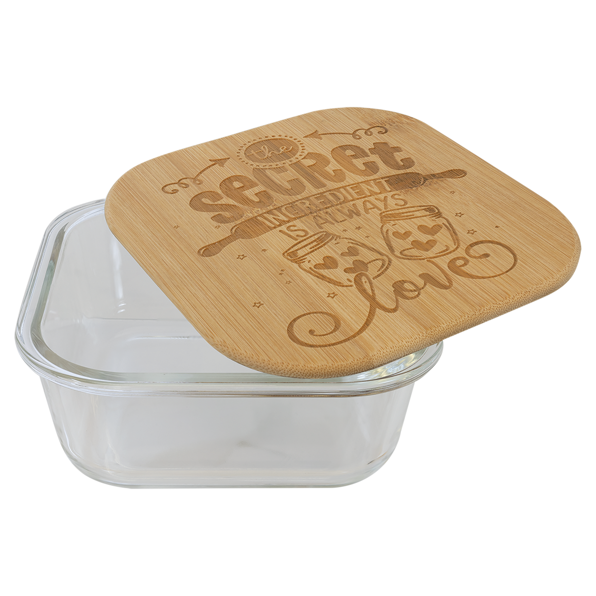 27 oz. Square Glass Container with Bamboo Lid