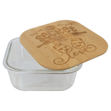 27 oz. Square Glass Container with Bamboo Lid