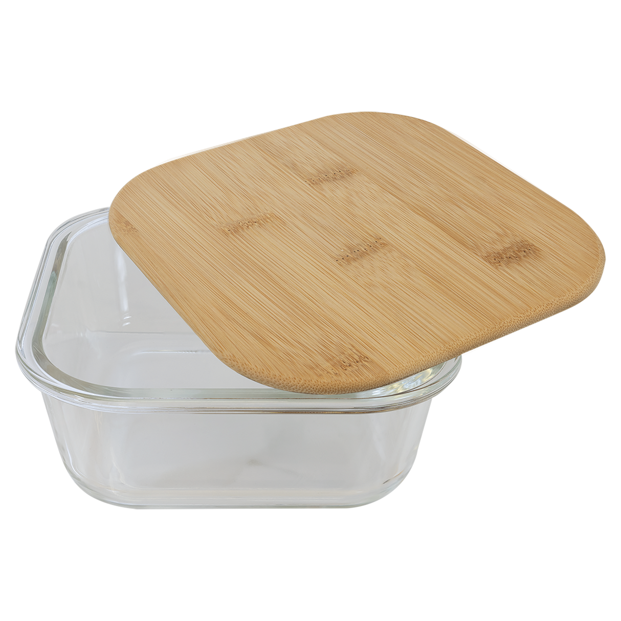 27 oz. Square Glass Container with Bamboo Lid