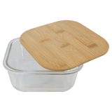 27 oz. Square Glass Container with Bamboo Lid