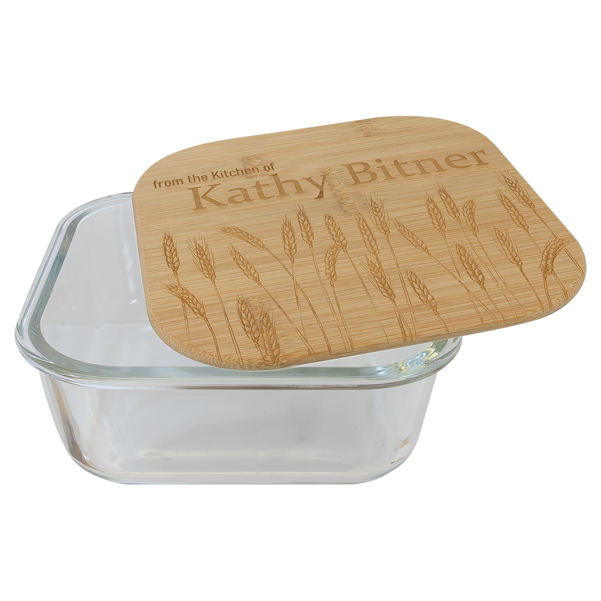 37 oz. Square Glass Container with Bamboo Lid