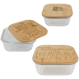 27 oz. Square Glass Container with Bamboo Lid