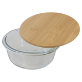 13 oz. Round Glass Container with Bamboo Lid