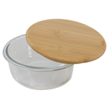 21 oz. Round Glass Container with Bamboo Lid
