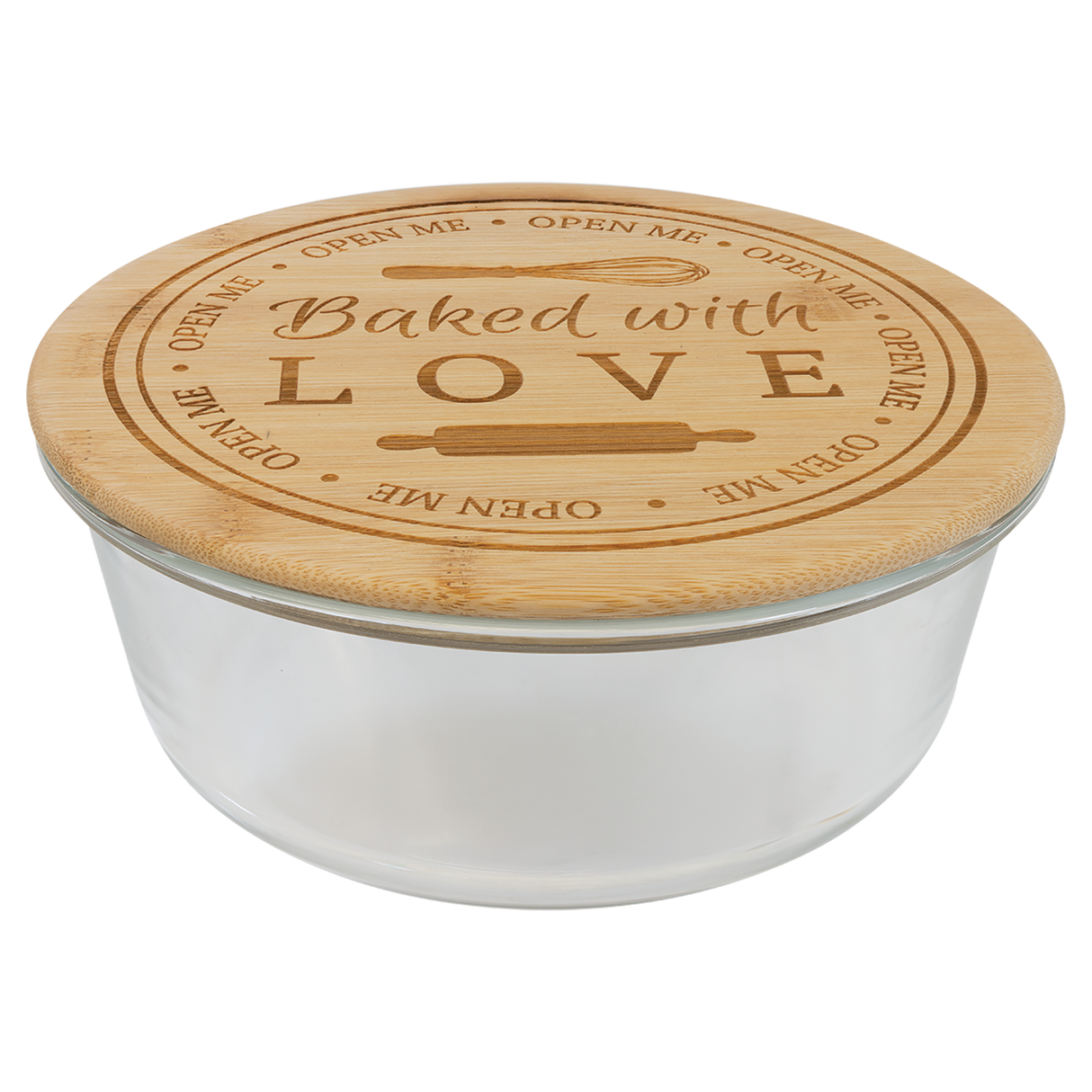 44 oz. Round Glass Container with Bamboo Lid