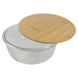 44 oz. Round Glass Container with Bamboo Lid