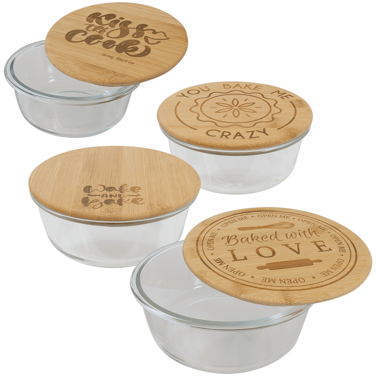 13 oz. Round Glass Container with Bamboo Lid