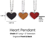 Personalized Wood Heart Necklace, Engraved Heart Pendant, Custom Romantic Jewelry, Anniversary or Memorial Gift for Her
