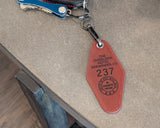 Overlook Hotel Room 237 Replica Keychain, Leather Laser Engraved Key Ring Inspired by The Shining, Horror Movie Fan Gift