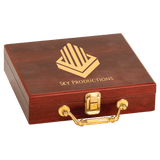Rosewood Poker Set, 100 Chips, Cards, Dice, Wooden Case, Casino Game Night