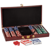 Rosewood Poker Set, 300 Chips, Cards, Dice, Wooden Case, Casino Game Night