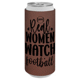 Personalized Football Skinny Can Sleeve, Laser Engraved Football Leatherette Slim Can Cooler, Custom Game Day Gift