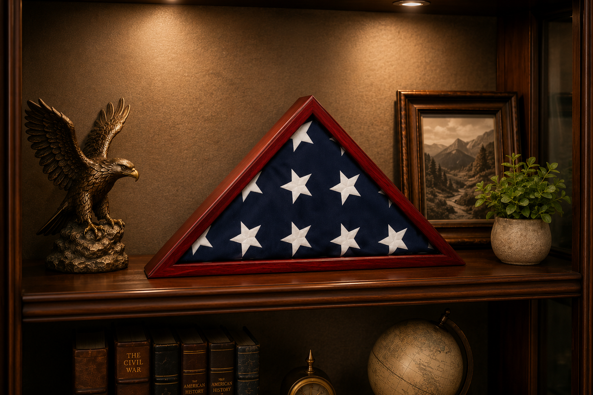 Personalized Flag Display Case | Laser Engraved Rosewood Memorial Flag Box