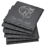 Square Slate Coaster Set-6 Piece, 4" x 4"