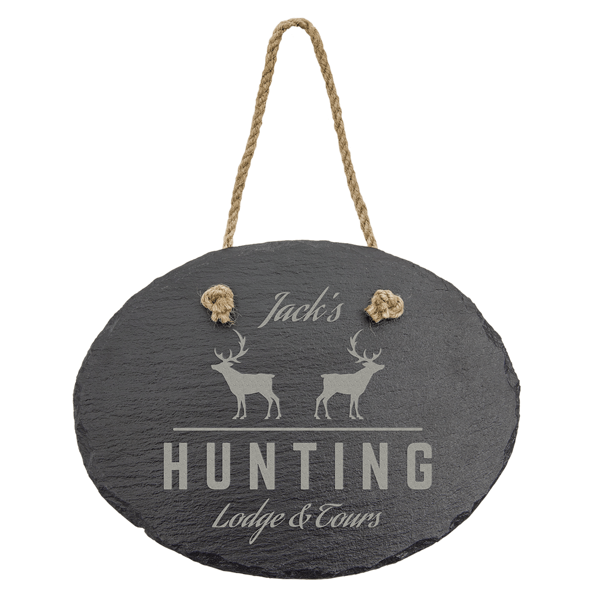 Oval Slate Decor with Hanger String, 7 3/4" x 6"
