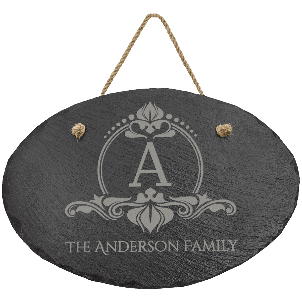 Oval Slate Decor with Hanger String, 11 3/4" x 7 3/4"
