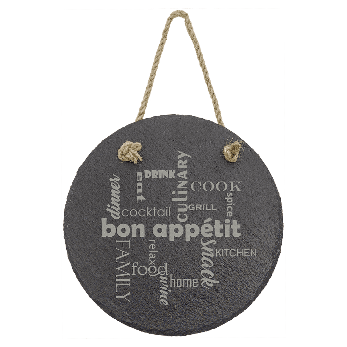 Round Slate Decor with Hanger String, 7"