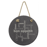 Round Slate Decor with Hanger String, 7"