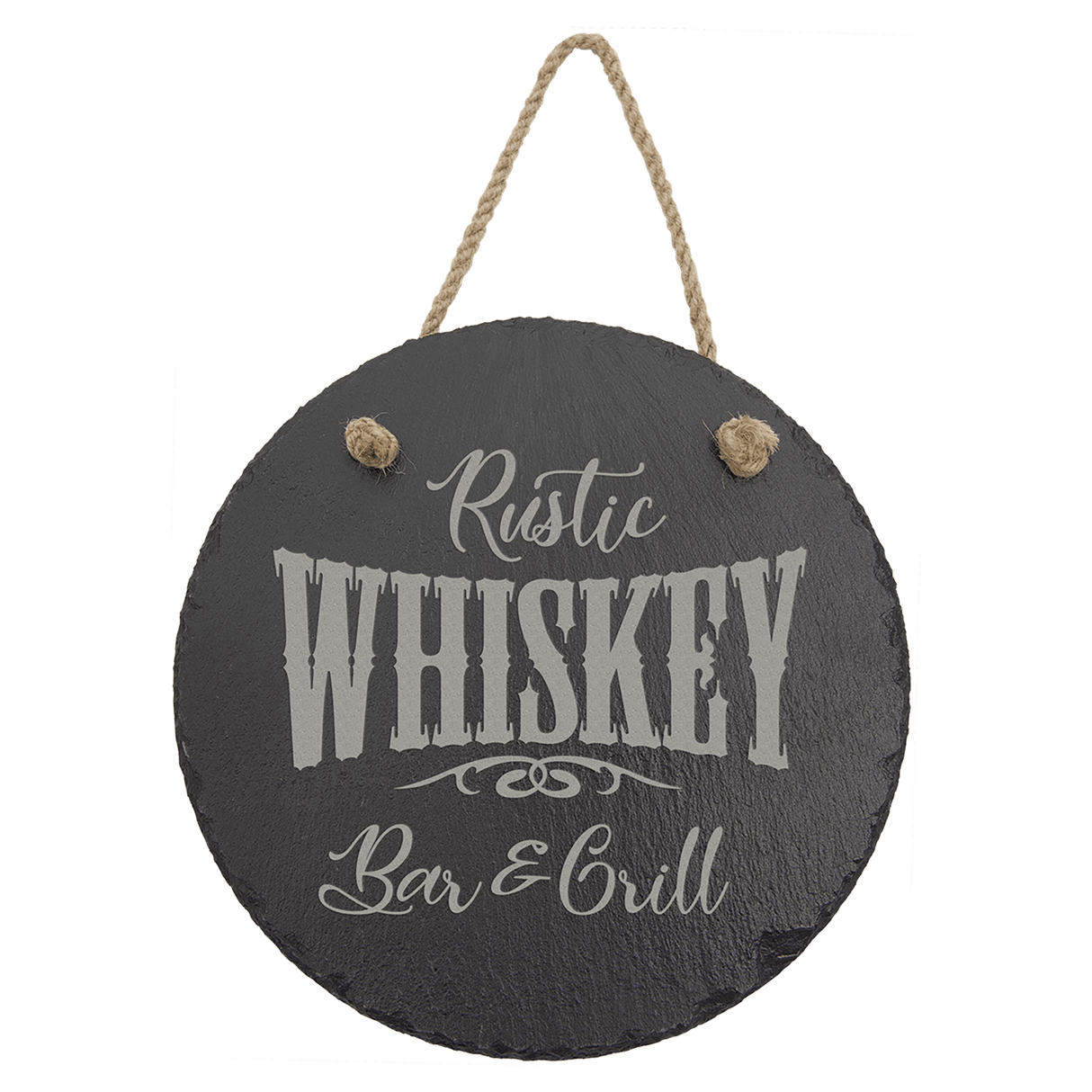 Round Slate Decor with Hanger String, 7 3/4"
