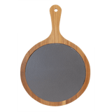 Round Acacia Wood/Slate Serving Board with Handle, 8 1/4" x 12 1/4"