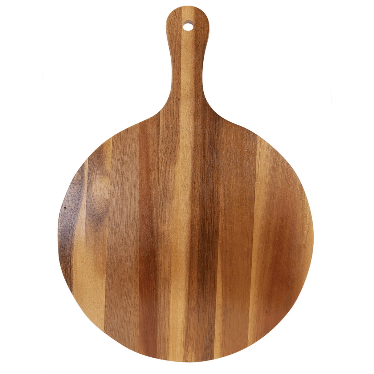 Round Acacia Wood/Slate Serving Board with Handle, 10 1/2" x 14 1/2"