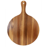 Round Acacia Wood/Slate Serving Board with Handle, 10 1/2" x 14 1/2"