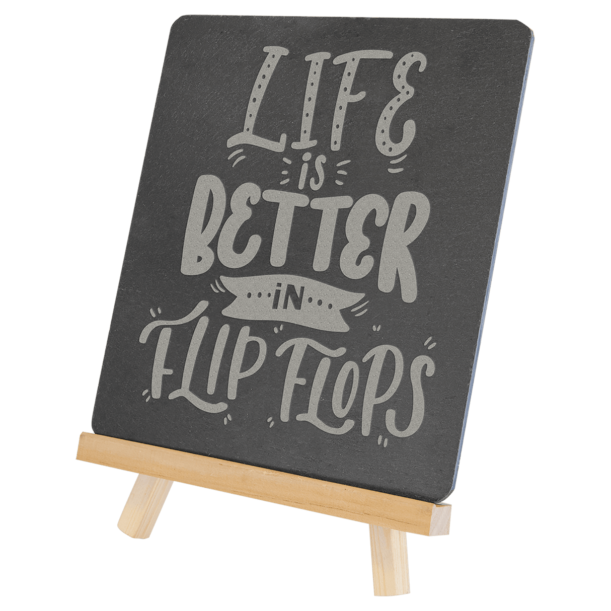 Slate Sign with Wood Easel, 6 3/4" x 7 3/4"