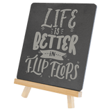 Slate Sign with Wood Easel, 6 3/4" x 7 3/4"