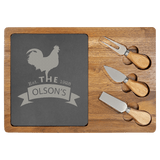 Acacia Wood/Slate Rectangle Cheese Set with Three Tools 13 3/4" x 9 3/4"