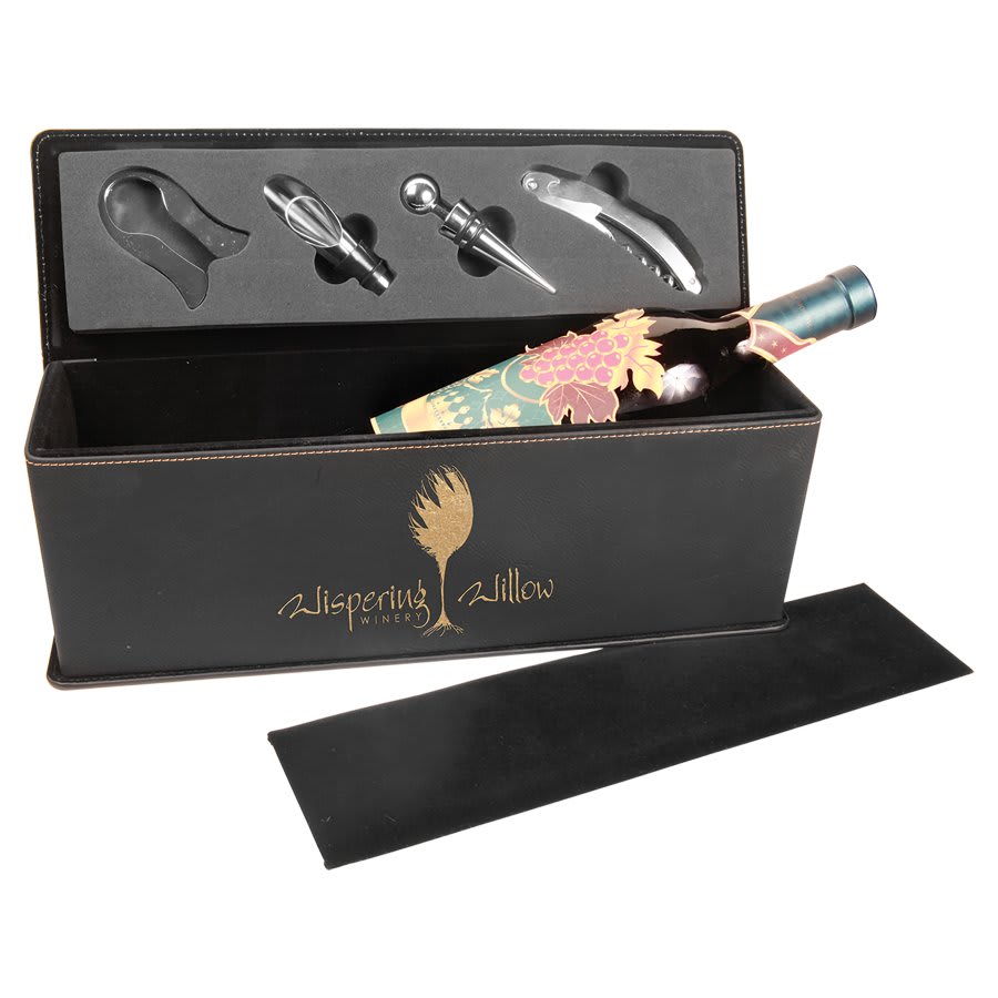 Leatherette Wine Bottle Gift Box Set