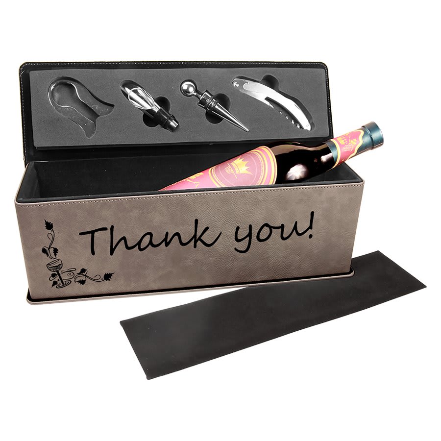 Leatherette Wine Bottle Gift Box Set